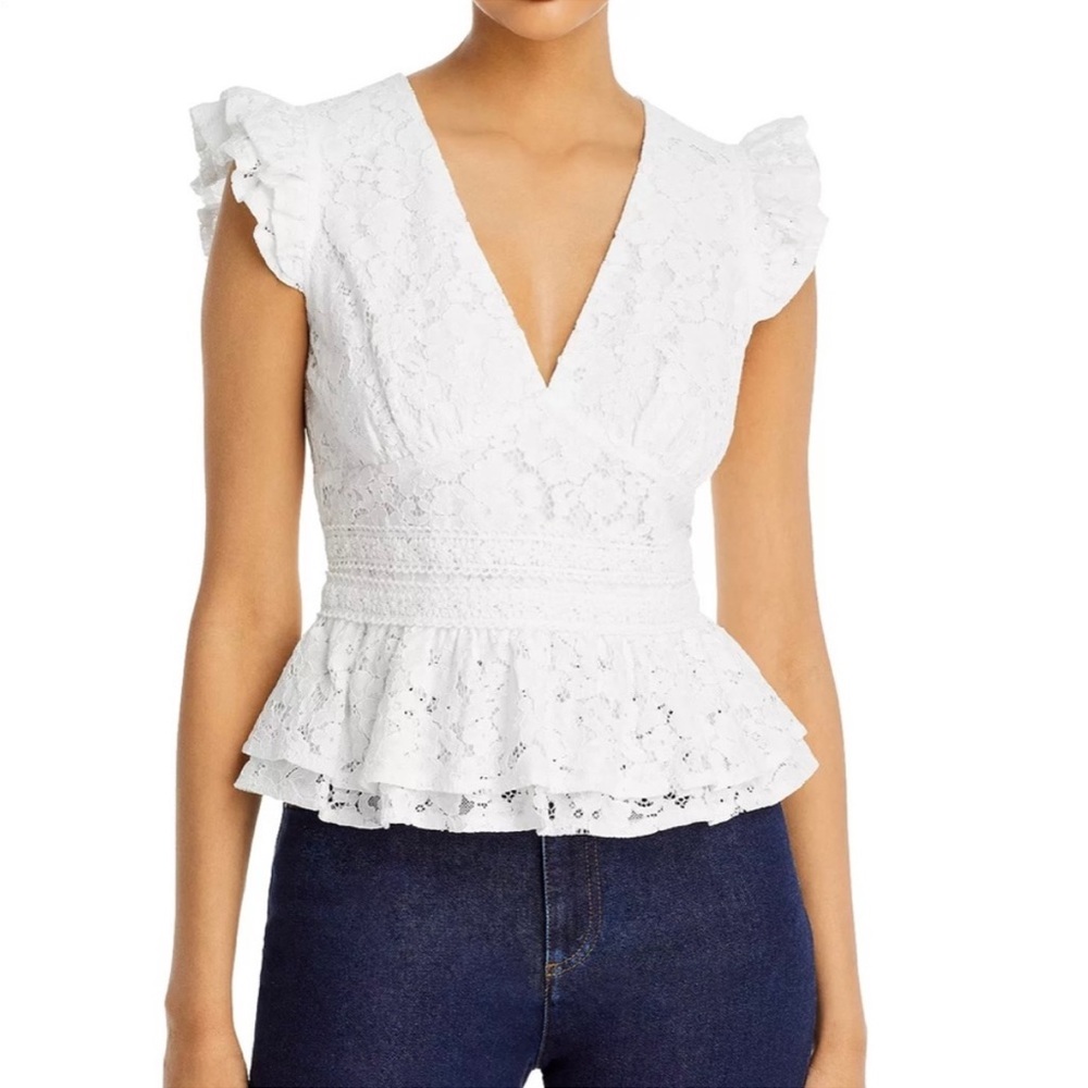 COPY - Aqua white lace top size Small